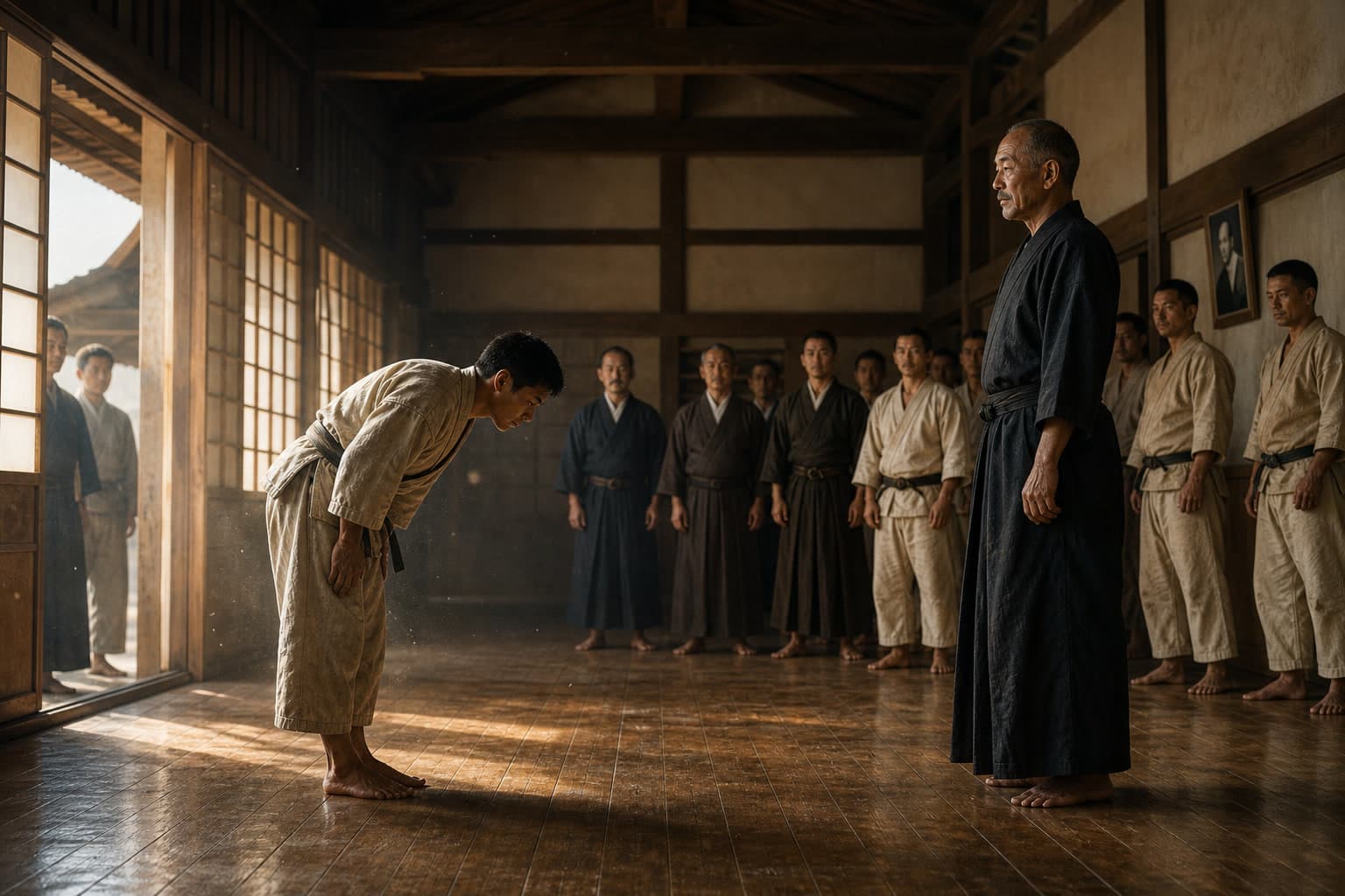 Young Mitsuyo Maeda at the Kodokan in Tokyo, late Meiji era